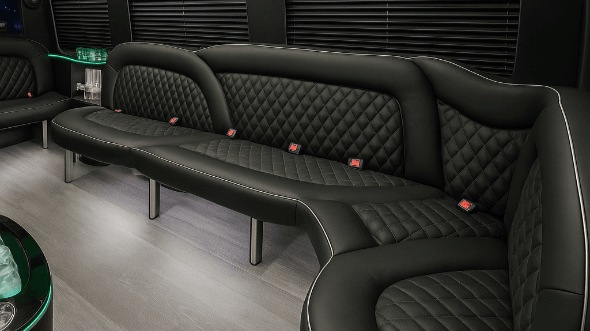 Interior of Bismarck Party Bus Company's 14 Passenger Sprinter Limousine in Bismarck