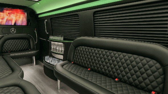Interior of North Dakota Party Bus Company's 14 Passenger Sprinter Limousine in North Dakota