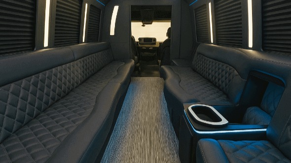 Interior of West Fargo Party Bus Company's 20 Passenger Party Bus in West Fargo