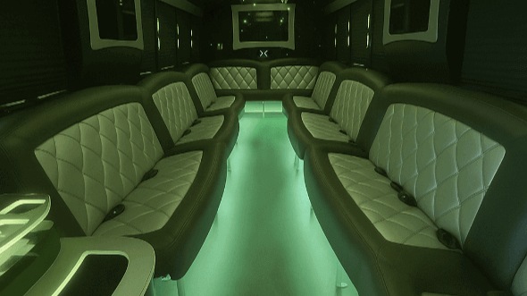 Interior of Minot Party Bus Company's 28 Passenger Party Bus in Minot