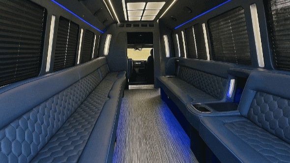 Interior of West Fargo Party Bus Company's 28 Passenger Party Bus in West Fargo