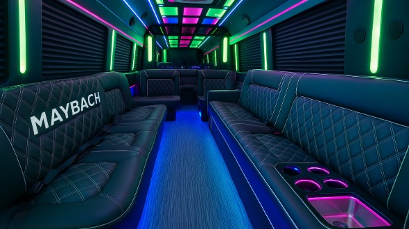 Interior of Williston Party Bus Company's 28 Passenger Party Bus in Williston