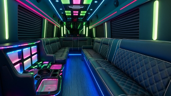 Interior of Dickinson Party Bus Company's 30 Passenger Party Bus in Dickinson