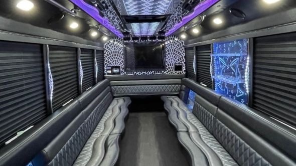 Interior of Minot Party Bus Company's 30 Passenger Party Bus in Minot