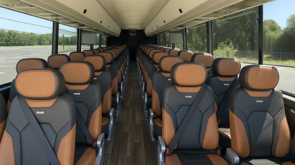 Interior of North Dakota Party Bus Company's 40 Passenger Charter Bus in North Dakota