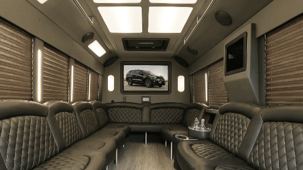 Interior of West Fargo Party Bus Company's 40 Passenger Party Bus in West Fargo