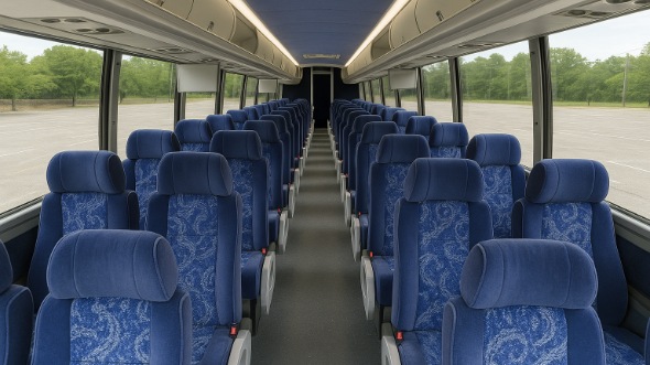 Interior of North Dakota Party Bus Company's 45 Passenger Charter Bus in North Dakota