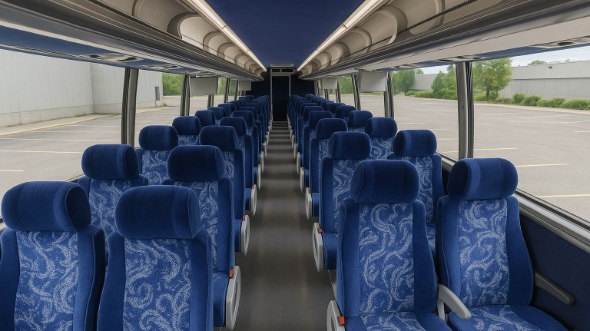 Interior of North Dakota Party Bus Company's 48 Passenger Charter Bus in North Dakota