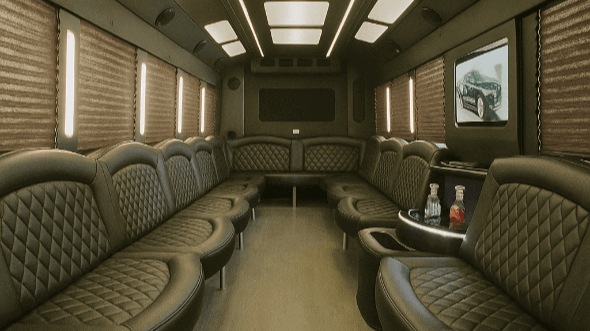 Interior of Dickinson Party Bus Company's 50 Passenger Party Bus in Dickinson