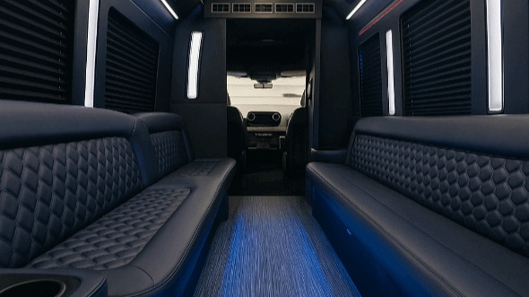 Interior of West Fargo Party Bus Company's 50 Passenger Party Bus in West Fargo