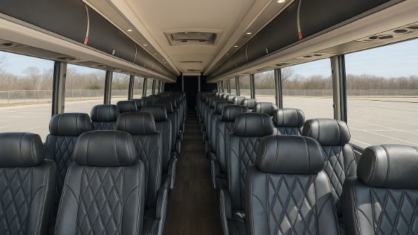 Interior of North Dakota Party Bus Company's 54 Passenger Charter Bus in North Dakota