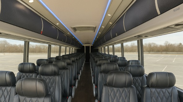 Interior of North Dakota Party Bus Company's 56 Passenger Charter Bus in North Dakota